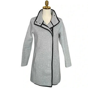 DKNY | Women’s Cotton Blend Grey Zip Up Snap Neck Heavy Jersey Pea Coat Size XS